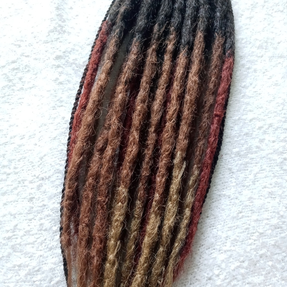 Black brown ombre dreadlock loc extension ponytail